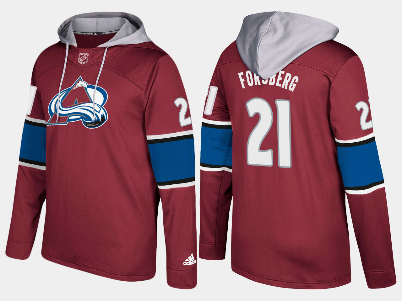 Men NHL Colorado avalanche retired #21 peter forsberg burgundy hoodie